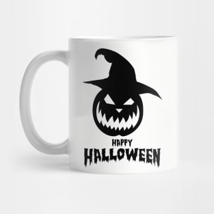 Happy Halloween With Black Scary Pumpkin Mug